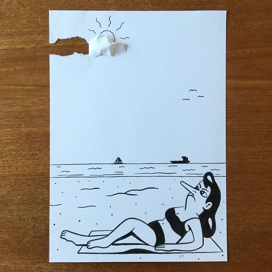 Artist Brings His Drawings To Life By Playing With A Simple Piece Of Paper Artist Brings His Drawings To Life By Playing With A Simple Piece Of Paper