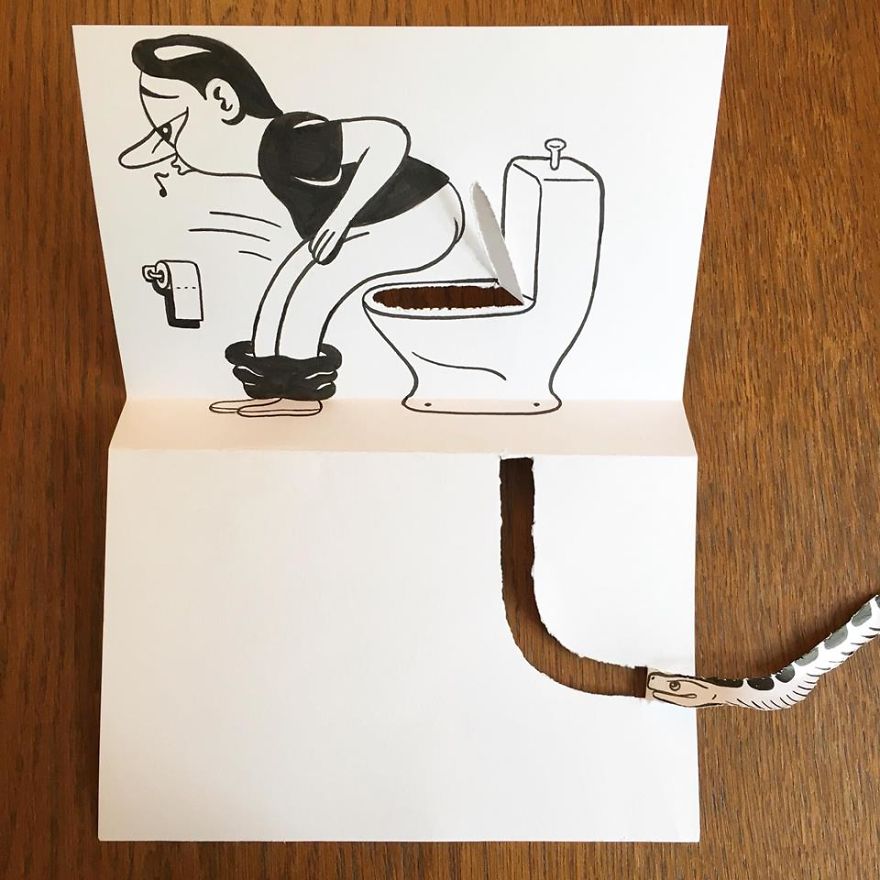 Artist Brings His Drawings To Life By Playing With A Simple Piece Of Paper Artist Brings His Drawings To Life By Playing With A Simple Piece Of Paper