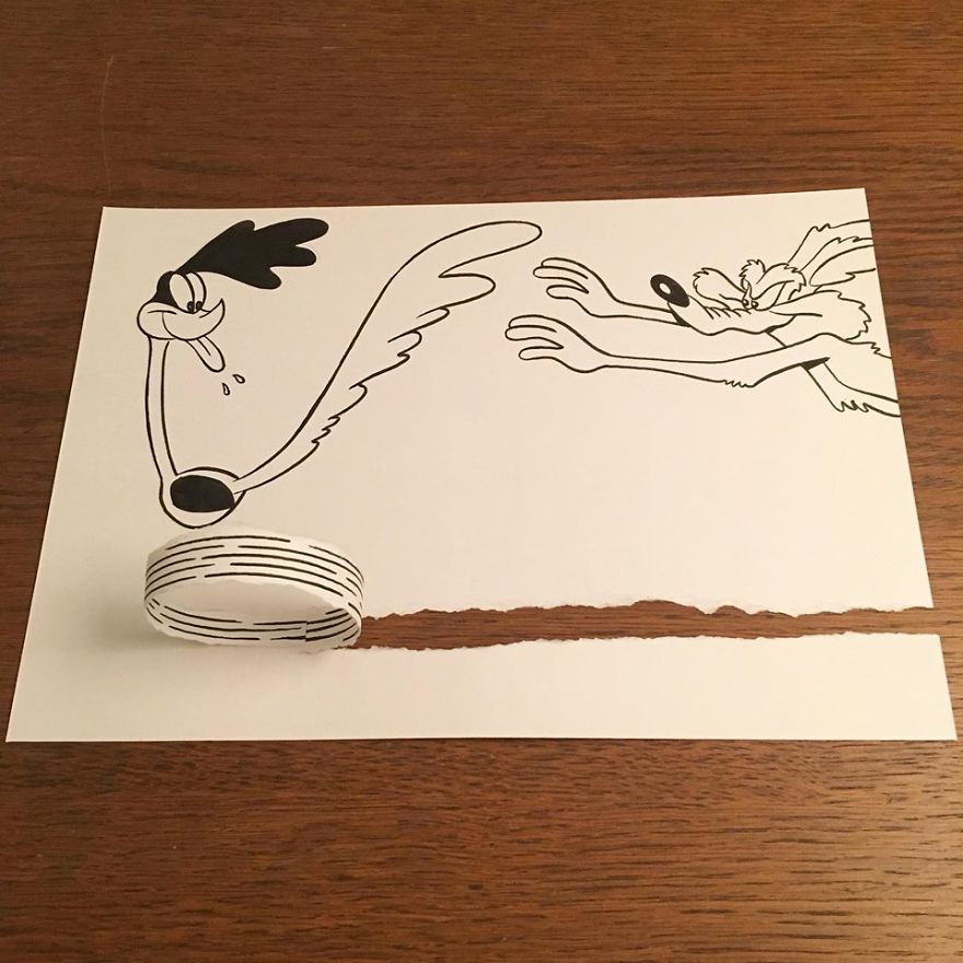 Artist Brings His Drawings To Life By Playing With A Simple Piece Of Paper Artist Brings His Drawings To Life By Playing With A Simple Piece Of Paper