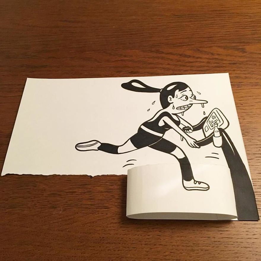 Artist Brings His Drawings To Life By Playing With A Simple Piece Of Paper Artist Brings His Drawings To Life By Playing With A Simple Piece Of Paper