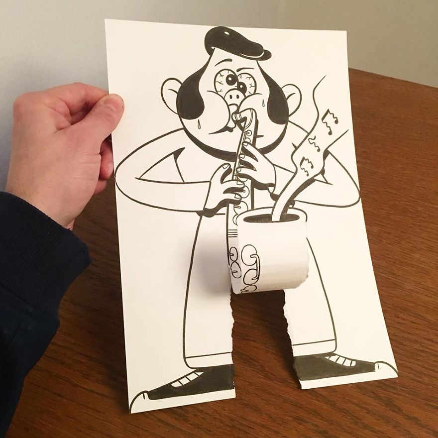 Artist Brings His Drawings To Life By Playing With A Simple Piece Of Paper Artist Brings His Drawings To Life By Playing With A Simple Piece Of Paper