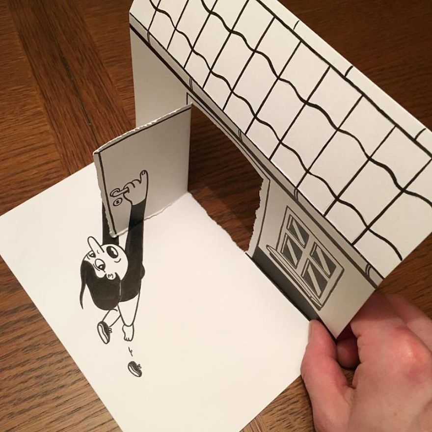 Artist Brings His Drawings To Life By Playing With A Simple Piece Of Paper Artist Brings His Drawings To Life By Playing With A Simple Piece Of Paper