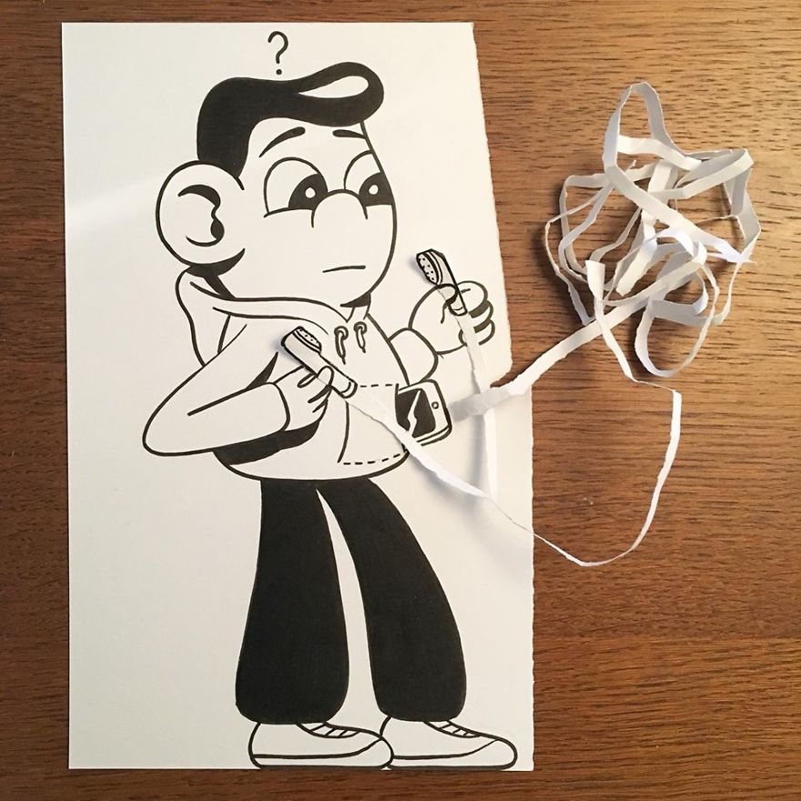 Artist Brings His Drawings To Life By Playing With A Simple Piece Of Paper Artist Brings His Drawings To Life By Playing With A Simple Piece Of Paper