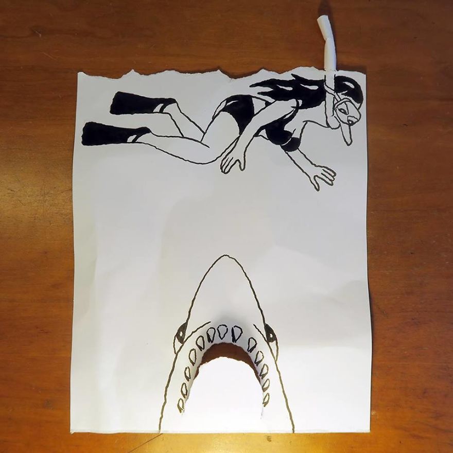 Artist Brings His Drawings To Life By Playing With A Simple Piece Of Paper Artist Brings His Drawings To Life By Playing With A Simple Piece Of Paper