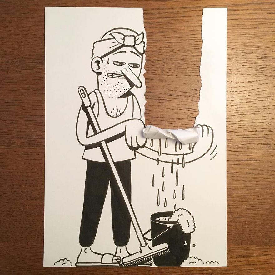Artist Brings His Drawings To Life By Playing With A Simple Piece Of Paper Artist Brings His Drawings To Life By Playing With A Simple Piece Of Paper