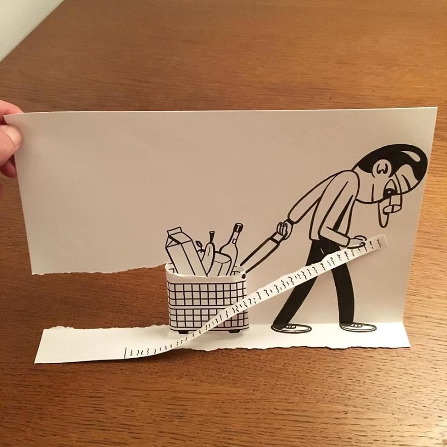 Artist Brings His Drawings To Life By Playing With A Simple Piece Of Paper Artist Brings His Drawings To Life By Playing With A Simple Piece Of Paper