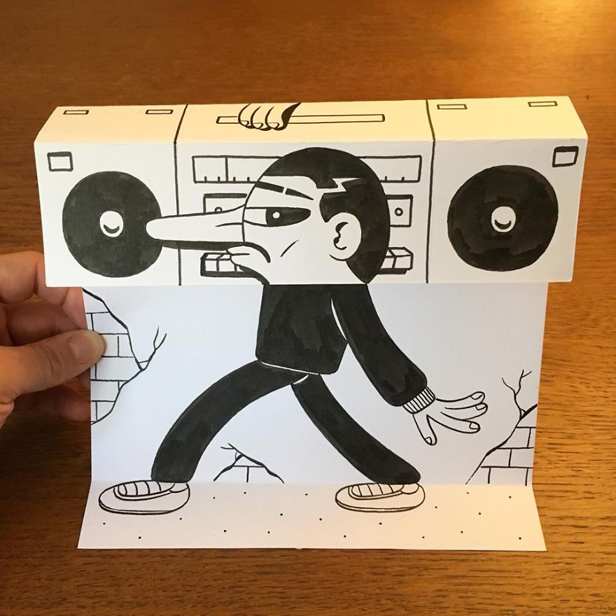 Artist Brings His Drawings To Life By Playing With A Simple Piece Of Paper Artist Brings His Drawings To Life By Playing With A Simple Piece Of Paper