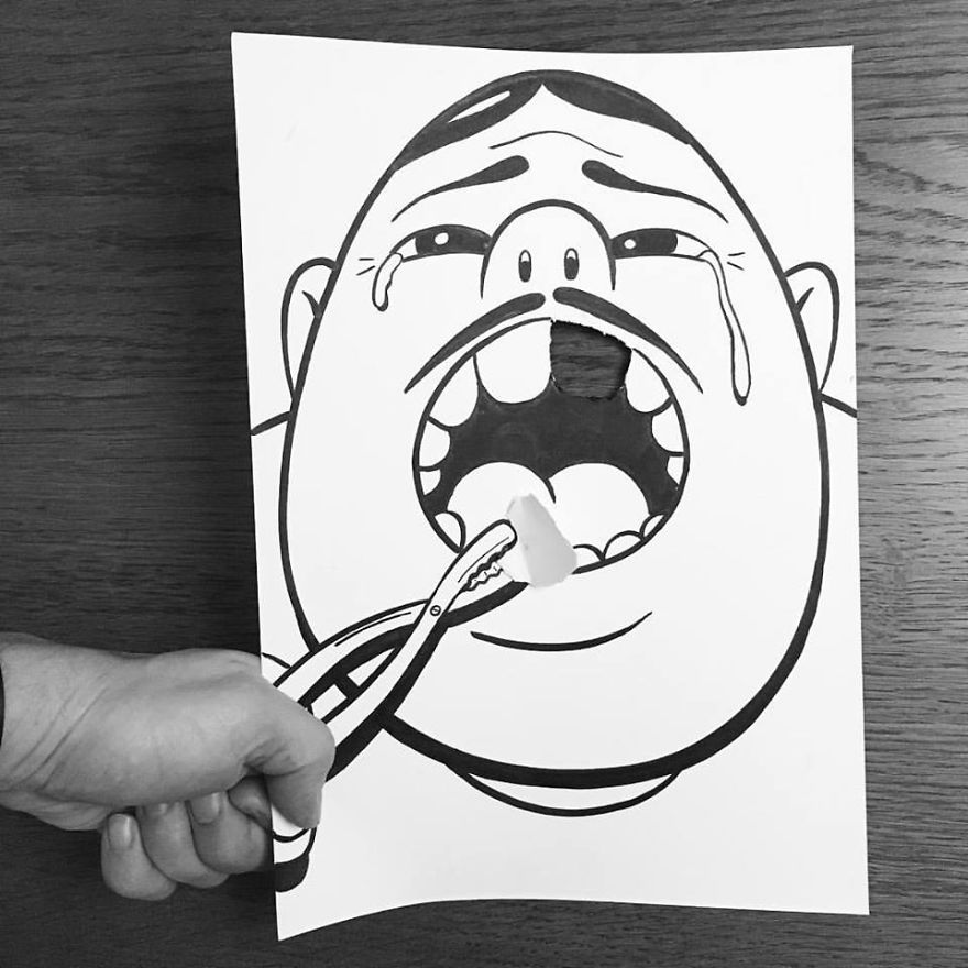 Artist Brings His Drawings To Life By Playing With A Simple Piece Of Paper Artist Brings His Drawings To Life By Playing With A Simple Piece Of Paper