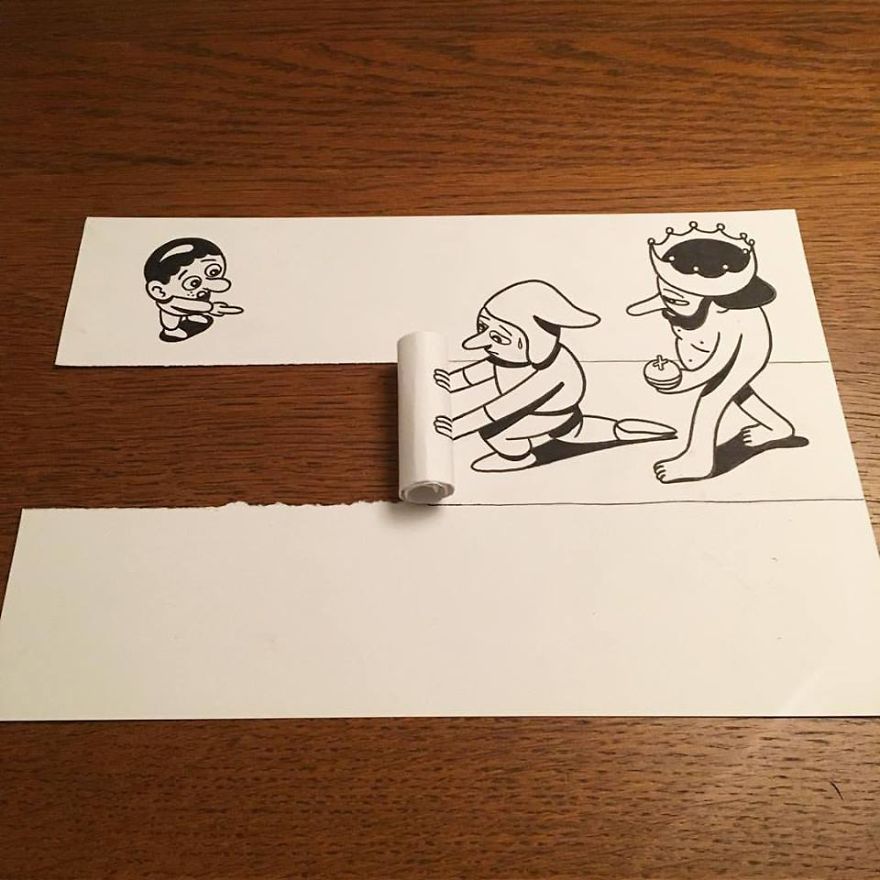 Artist Brings His Drawings To Life By Playing With A Simple Piece Of Paper Artist Brings His Drawings To Life By Playing With A Simple Piece Of Paper