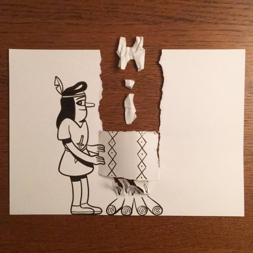Artist Brings His Drawings To Life By Playing With A Simple Piece Of Paper Artist Brings His Drawings To Life By Playing With A Simple Piece Of Paper