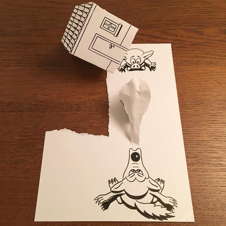 Artist Brings His Drawings To Life By Playing With A Simple Piece Of Paper Artist Brings His Drawings To Life By Playing With A Simple Piece Of Paper