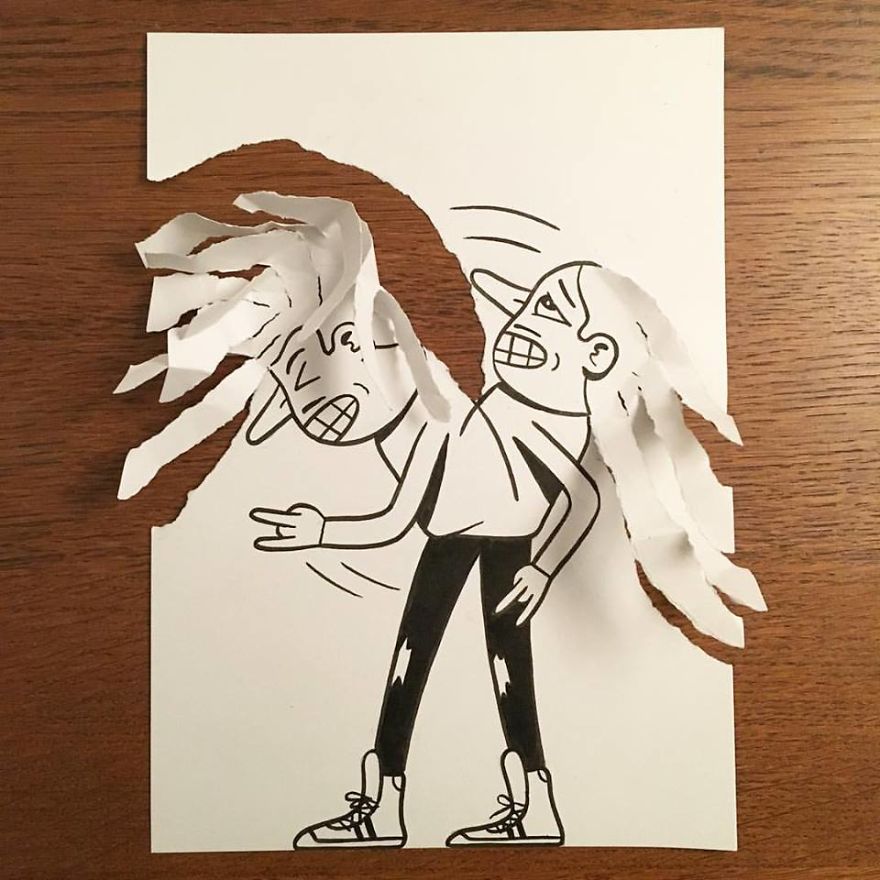 Artist Brings His Drawings To Life By Playing With A Simple Piece Of Paper Artist Brings His Drawings To Life By Playing With A Simple Piece Of Paper
