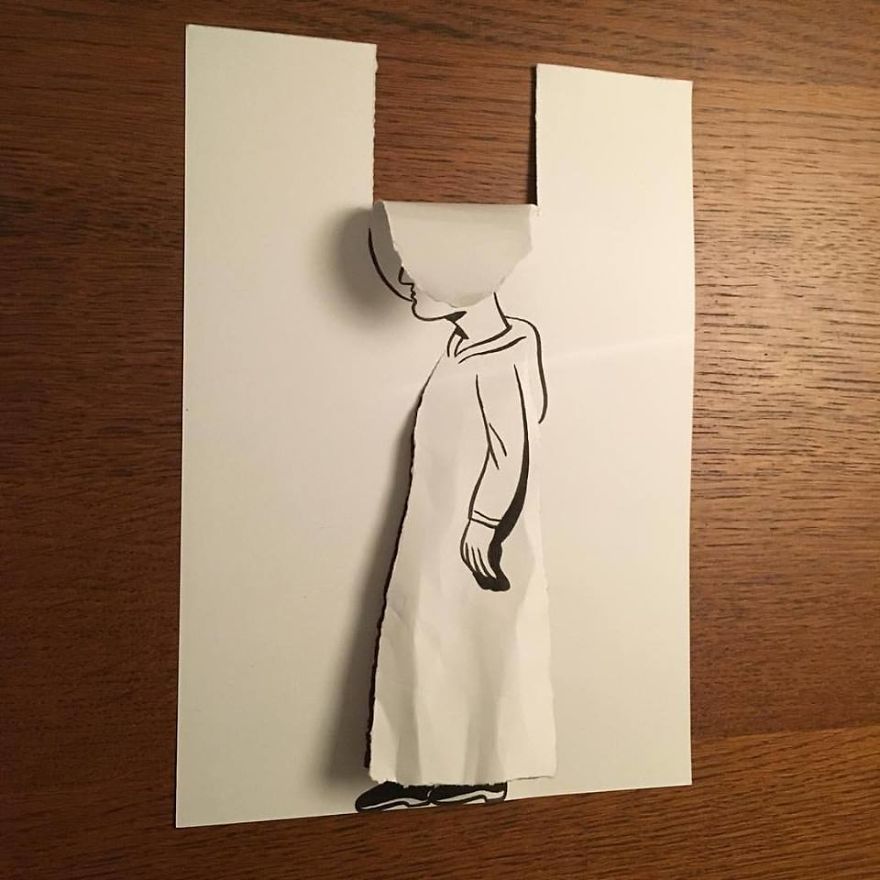 Artist Brings His Drawings To Life By Playing With A Simple Piece Of Paper Artist Brings His Drawings To Life By Playing With A Simple Piece Of Paper