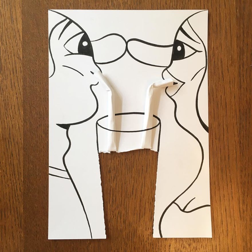 Artist Brings His Drawings To Life By Playing With A Simple Piece Of Paper Artist Brings His Drawings To Life By Playing With A Simple Piece Of Paper