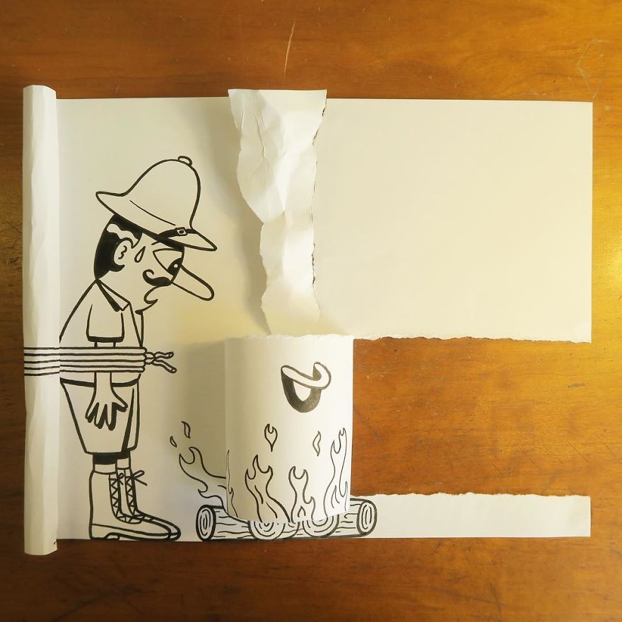 Artist Brings His Drawings To Life By Playing With A Simple Piece Of Paper Artist Brings His Drawings To Life By Playing With A Simple Piece Of Paper