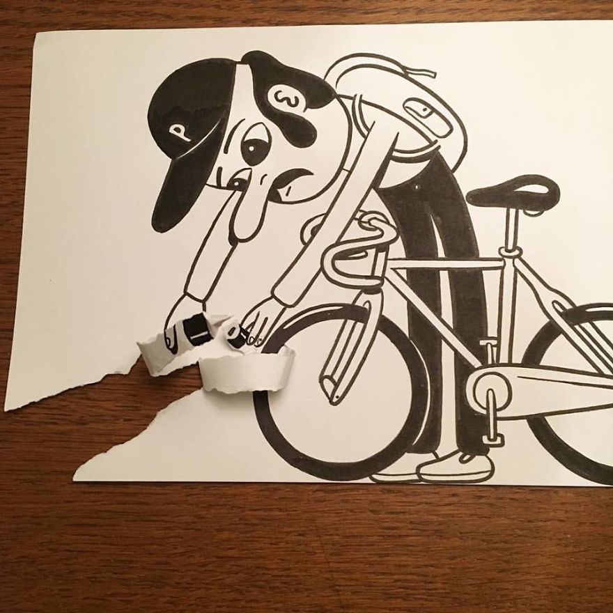 Artist Brings His Drawings To Life By Playing With A Simple Piece Of Paper Artist Brings His Drawings To Life By Playing With A Simple Piece Of Paper