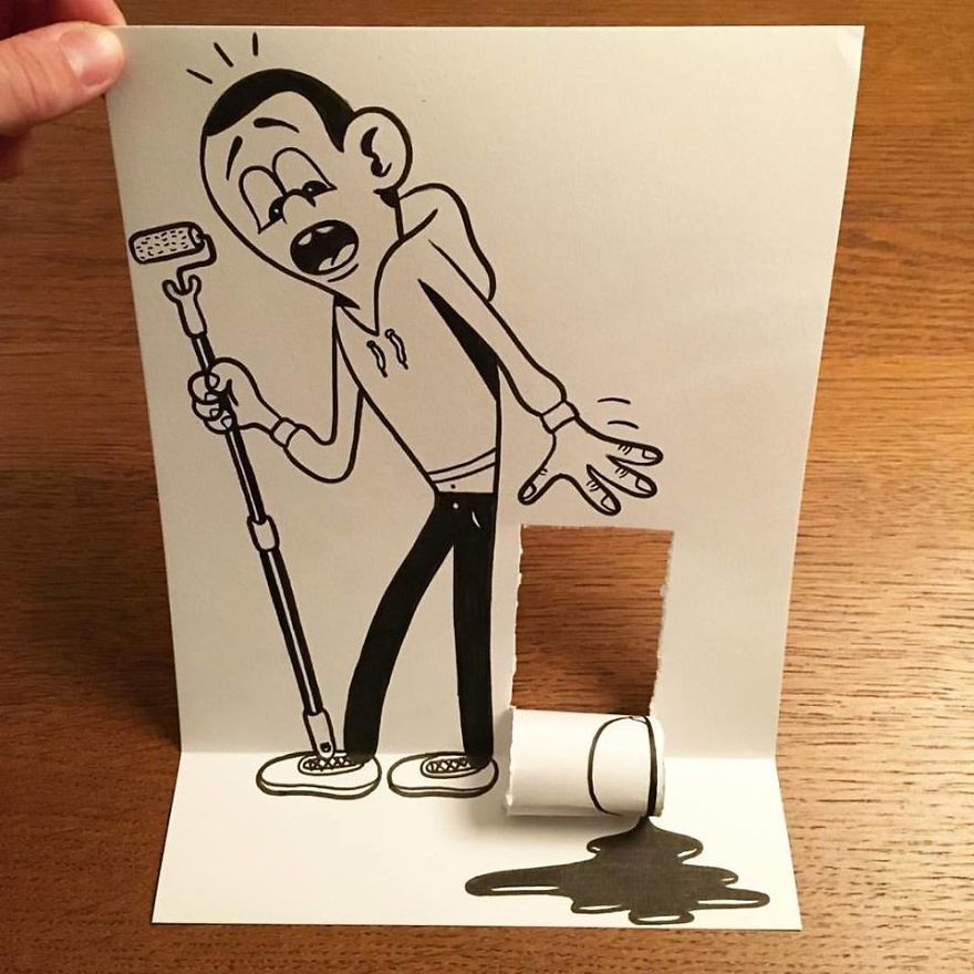 Artist Brings His Drawings To Life By Playing With A Simple Piece Of Paper Artist Brings His Drawings To Life By Playing With A Simple Piece Of Paper