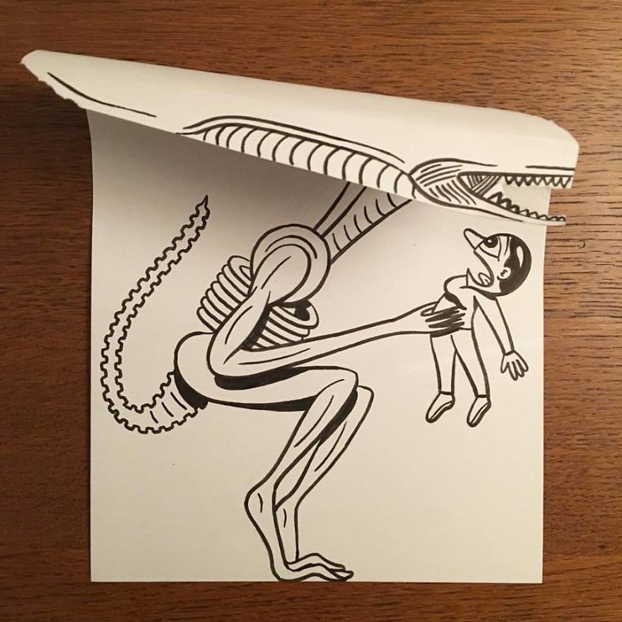 Artist Brings His Drawings To Life By Playing With A Simple Piece Of Paper Artist Brings His Drawings To Life By Playing With A Simple Piece Of Paper