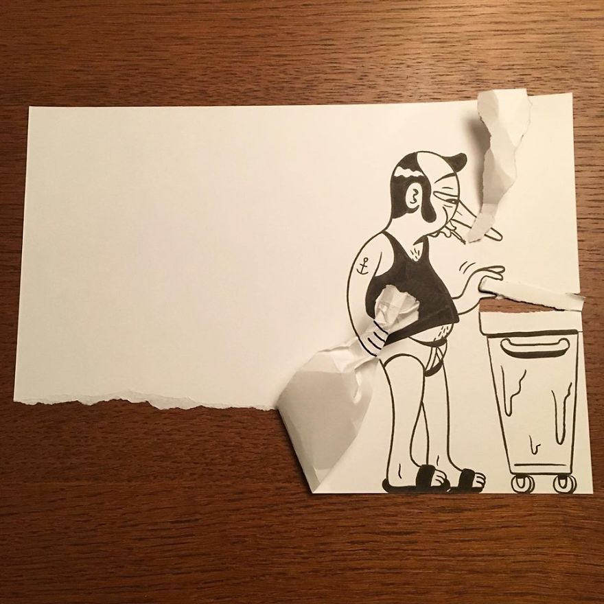 Artist Brings His Drawings To Life By Playing With A Simple Piece Of Paper Artist Brings His Drawings To Life By Playing With A Simple Piece Of Paper