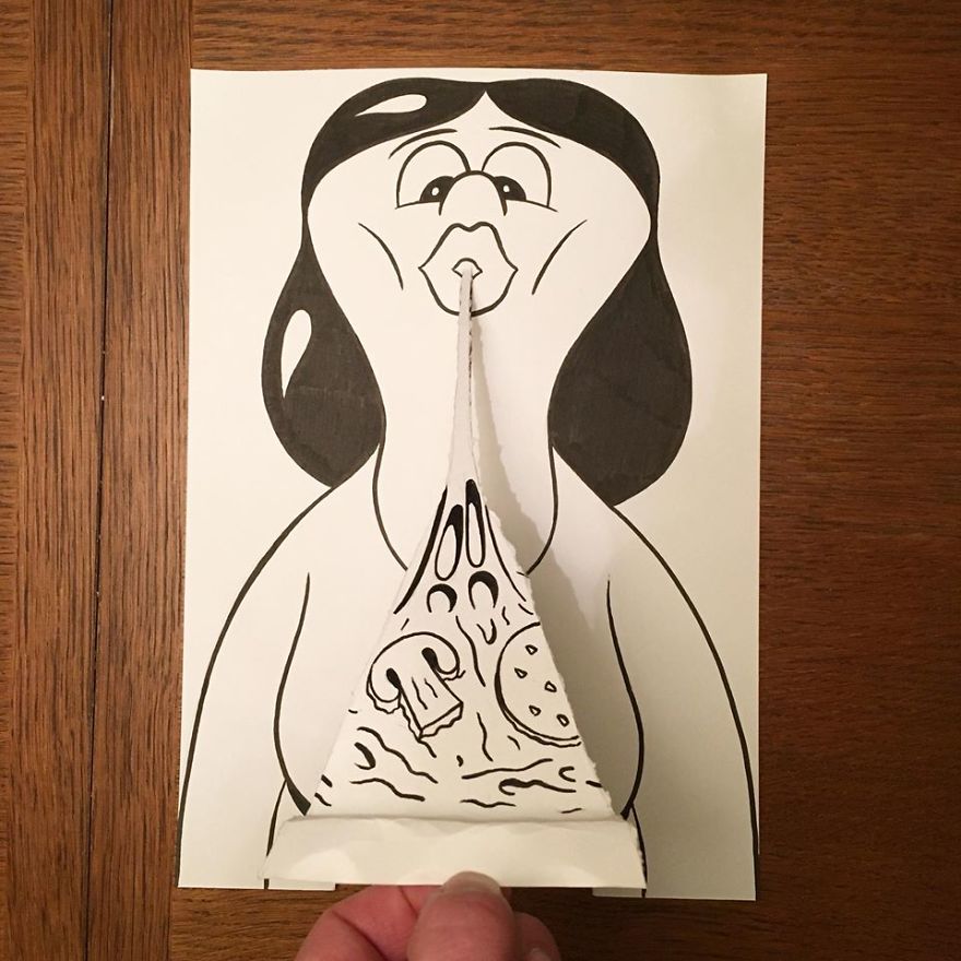 Artist Brings His Drawings To Life By Playing With A Simple Piece Of Paper Artist Brings His Drawings To Life By Playing With A Simple Piece Of Paper