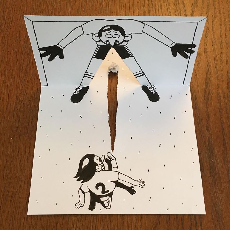 Artist Brings His Drawings To Life By Playing With A Simple Piece Of Paper Artist Brings His Drawings To Life By Playing With A Simple Piece Of Paper