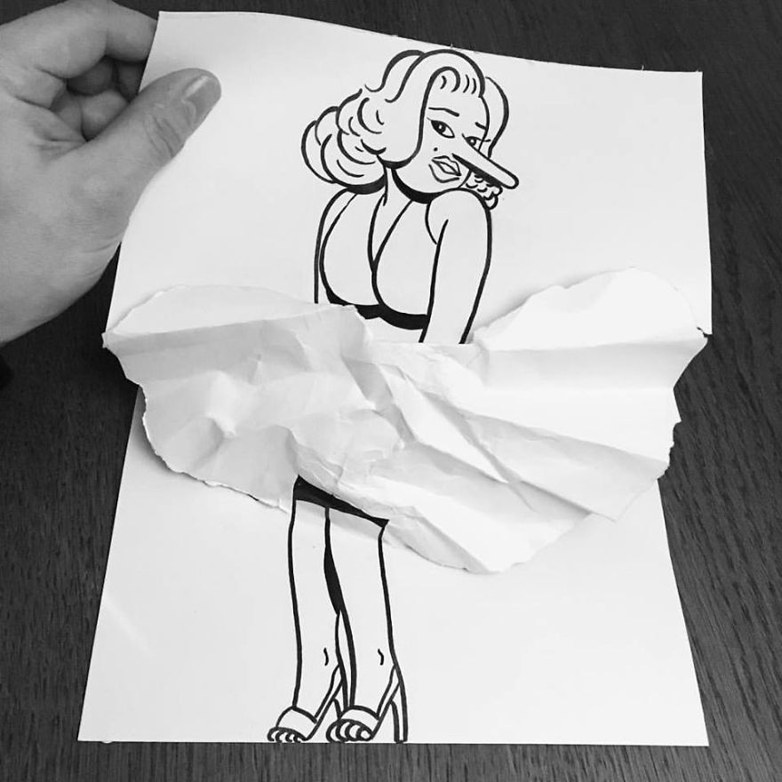Artist Brings His Drawings To Life By Playing With A Simple Piece Of Paper Artist Brings His Drawings To Life By Playing With A Simple Piece Of Paper