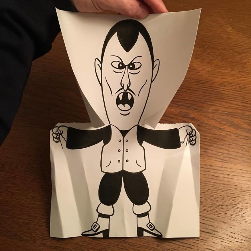 Artist Brings His Drawings To Life By Playing With A Simple Piece Of Paper Artist Brings His Drawings To Life By Playing With A Simple Piece Of Paper