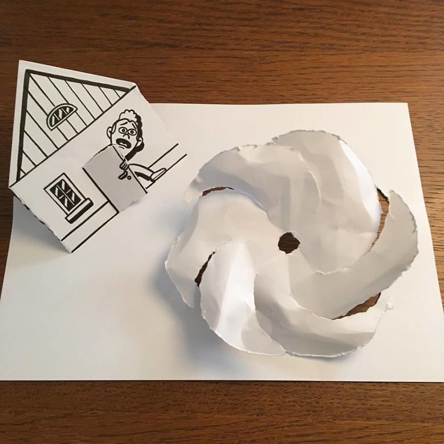 Artist Brings His Drawings To Life By Playing With A Simple Piece Of Paper Artist Brings His Drawings To Life By Playing With A Simple Piece Of Paper