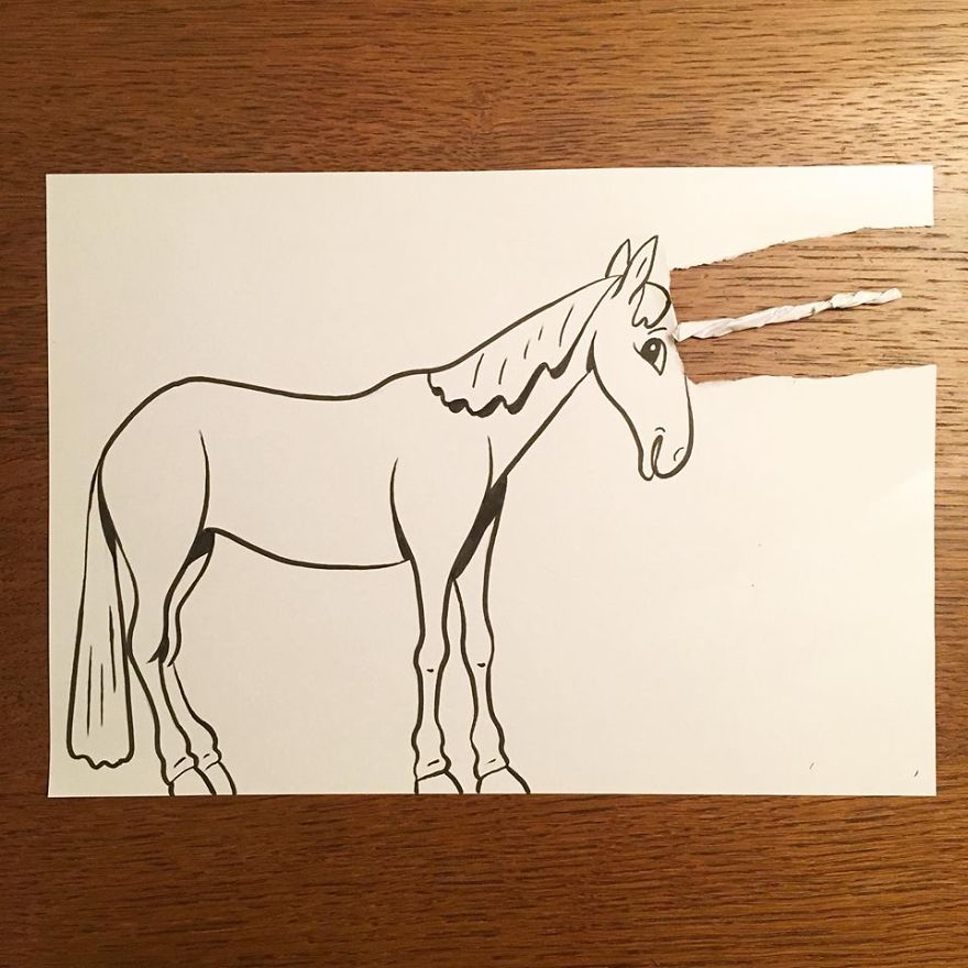 Artist Brings His Drawings To Life By Playing With A Simple Piece Of Paper Artist Brings His Drawings To Life By Playing With A Simple Piece Of Paper
