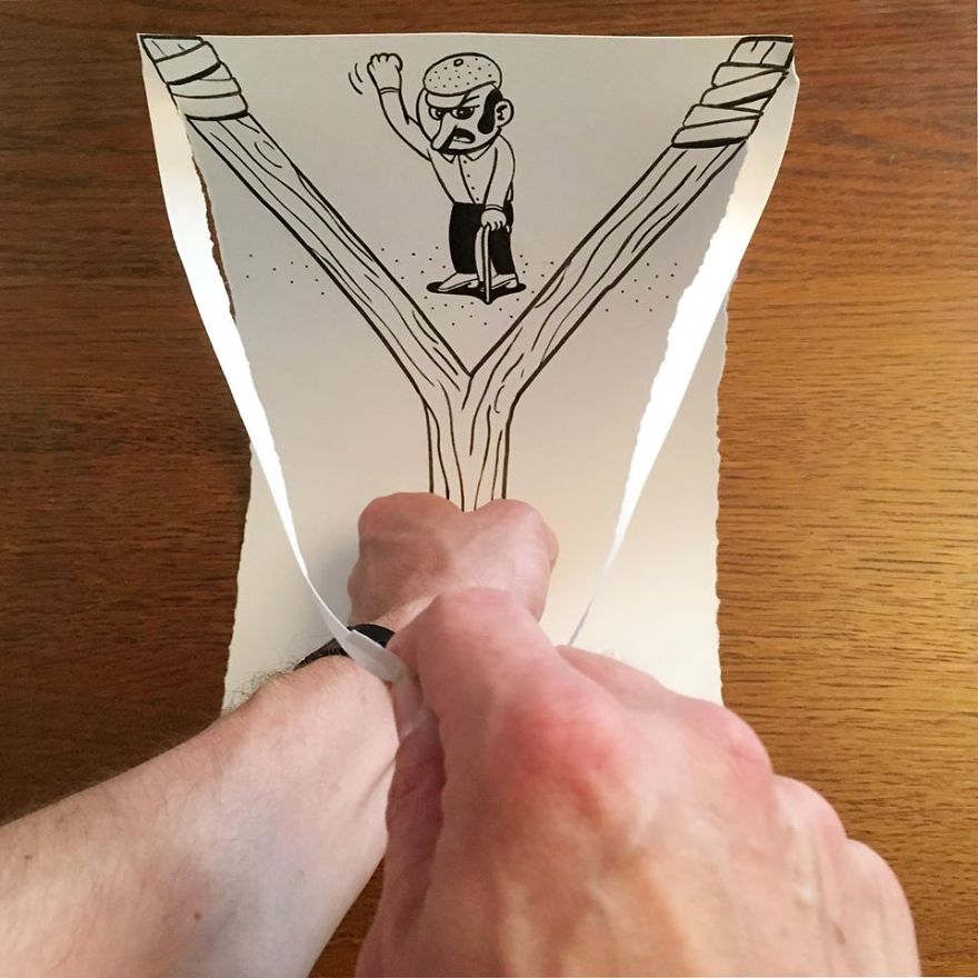 Artist Brings His Drawings To Life By Playing With A Simple Piece Of Paper Artist Brings His Drawings To Life By Playing With A Simple Piece Of Paper