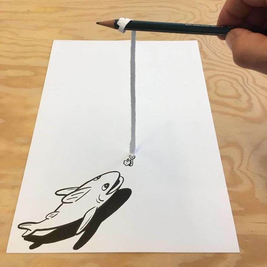 Artist Brings His Drawings To Life By Playing With A Simple Piece Of Paper Artist Brings His Drawings To Life By Playing With A Simple Piece Of Paper