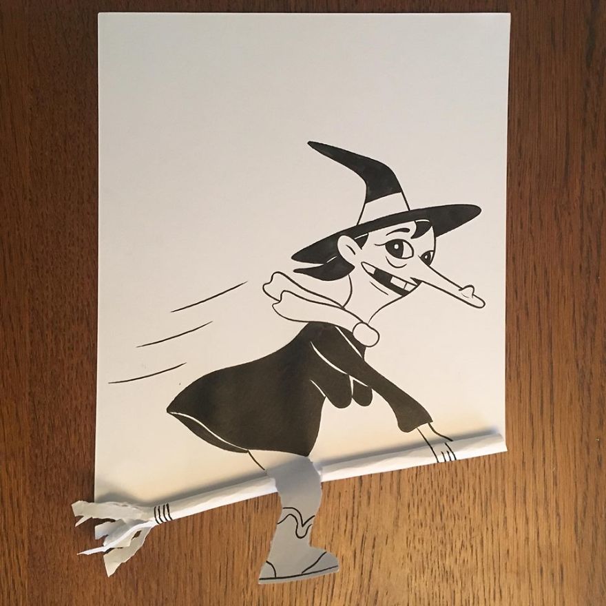 Artist Brings His Drawings To Life By Playing With A Simple Piece Of Paper Artist Brings His Drawings To Life By Playing With A Simple Piece Of Paper