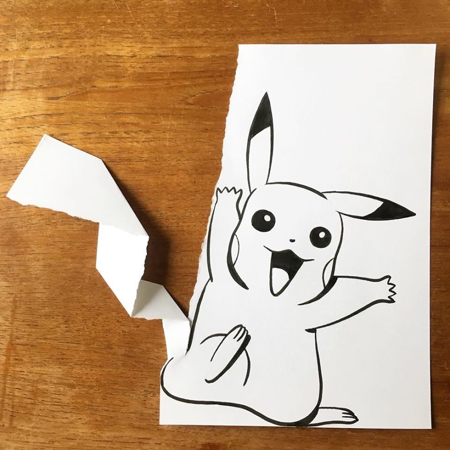 Artist Brings His Drawings To Life By Playing With A Simple Piece Of Paper Artist Brings His Drawings To Life By Playing With A Simple Piece Of Paper