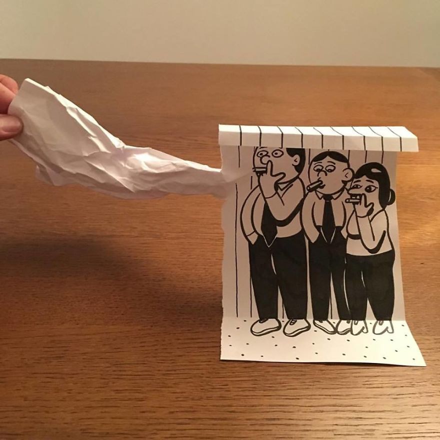 Artist Brings His Drawings To Life By Playing With A Simple Piece Of Paper Artist Brings His Drawings To Life By Playing With A Simple Piece Of Paper