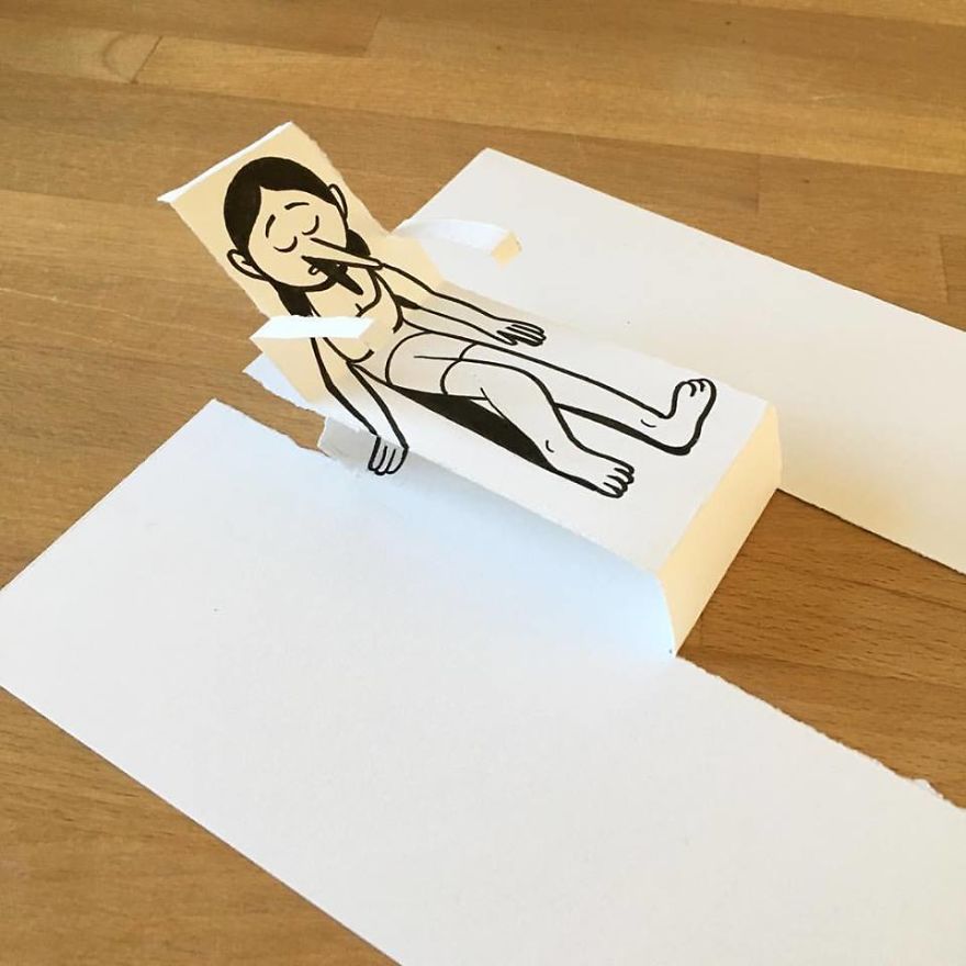 Artist Brings His Drawings To Life By Playing With A Simple Piece Of Paper Artist Brings His Drawings To Life By Playing With A Simple Piece Of Paper
