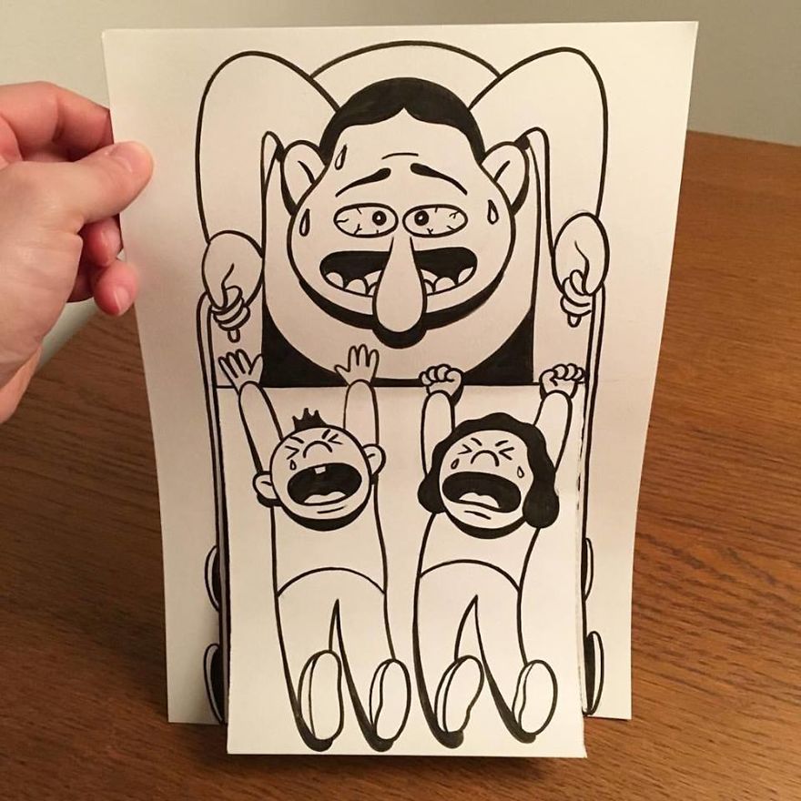 Artist Brings His Drawings To Life By Playing With A Simple Piece Of Paper Artist Brings His Drawings To Life By Playing With A Simple Piece Of Paper