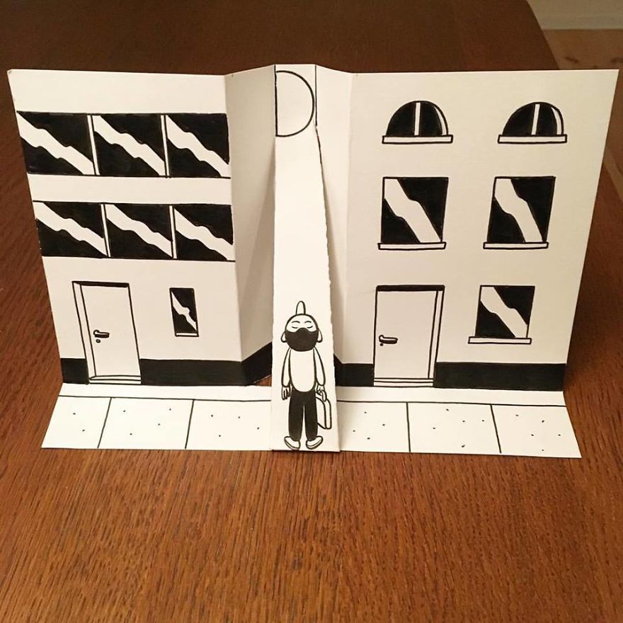 Artist Brings His Drawings To Life By Playing With A Simple Piece Of Paper Artist Brings His Drawings To Life By Playing With A Simple Piece Of Paper