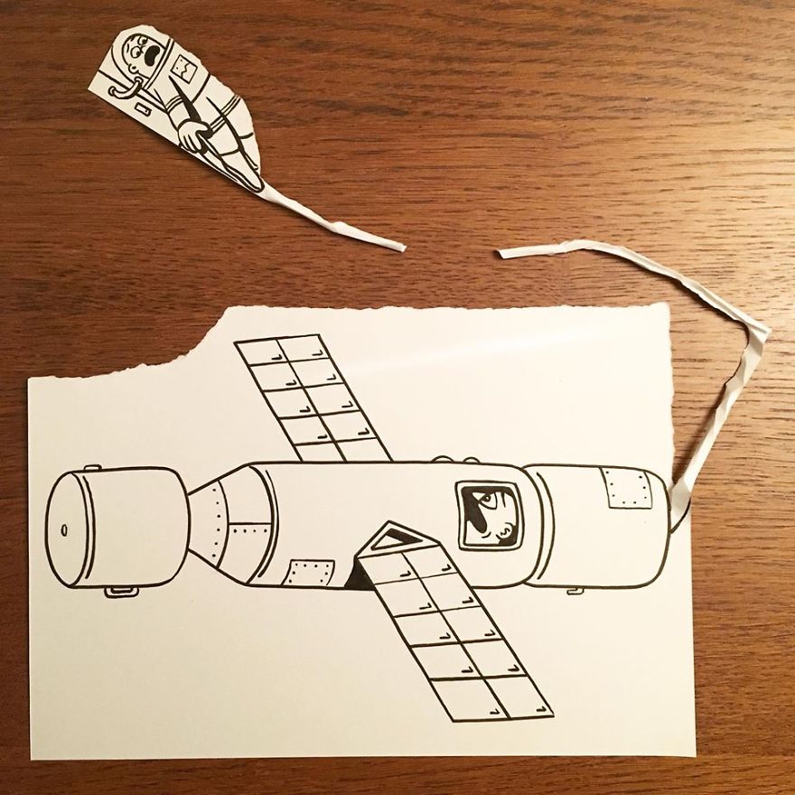 Artist Brings His Drawings To Life By Playing With A Simple Piece Of Paper Artist Brings His Drawings To Life By Playing With A Simple Piece Of Paper
