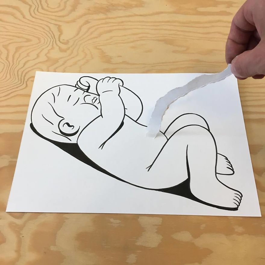 Artist Brings His Drawings To Life By Playing With A Simple Piece Of Paper Artist Brings His Drawings To Life By Playing With A Simple Piece Of Paper