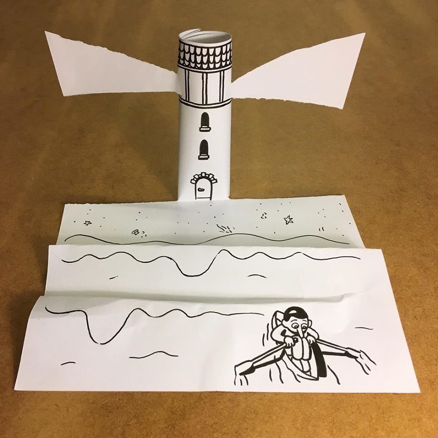 Artist Brings His Drawings To Life By Playing With A Simple Piece Of Paper Artist Brings His Drawings To Life By Playing With A Simple Piece Of Paper