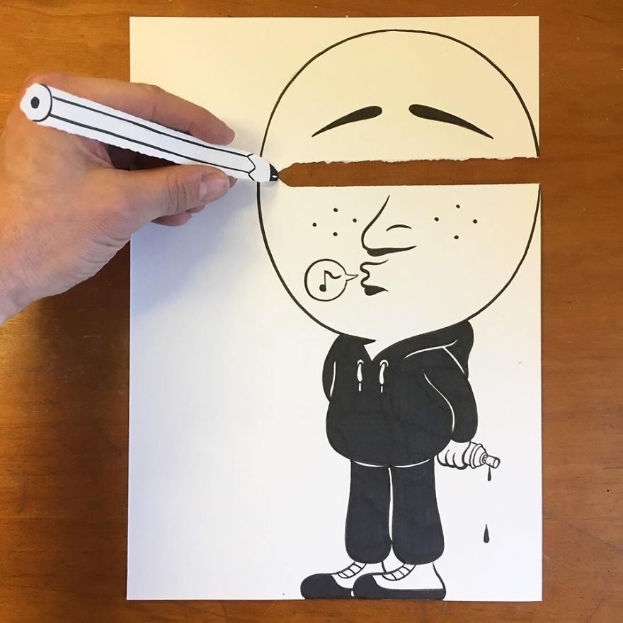 Artist Brings His Drawings To Life By Playing With A Simple Piece Of Paper Artist Brings His Drawings To Life By Playing With A Simple Piece Of Paper