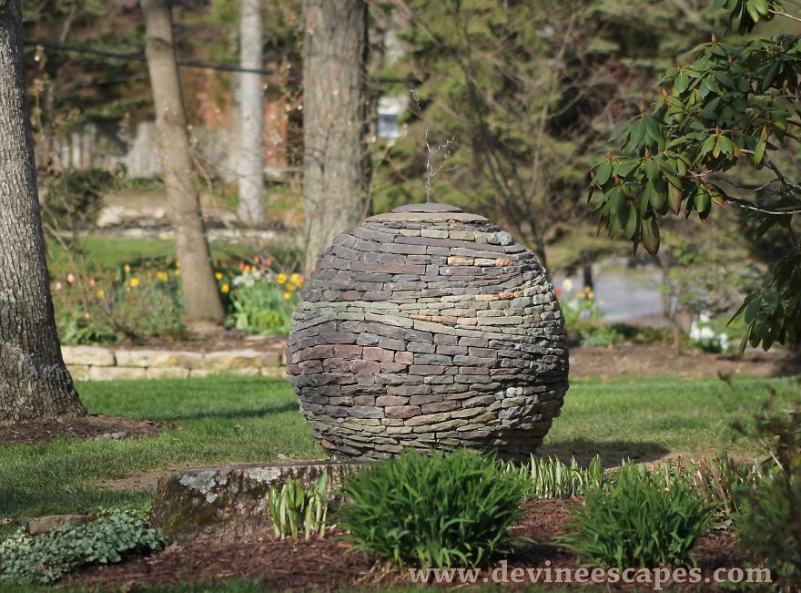 I Build Garden Sphere Sculptures From Pieces Of Stone, Using No Glue Or Cement I Build Garden Sphere Sculptures From Pieces Of Stone, Using No Glue Or Cement