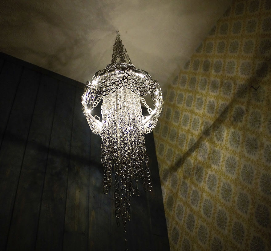 I Made A Chandelier From Hundreds Of Soda Can Tabs