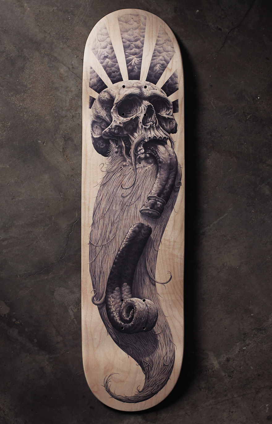 Bic Pen Illustrations On Blank Skate Decks Bic Pen Illustrations On Blank Skate Decks