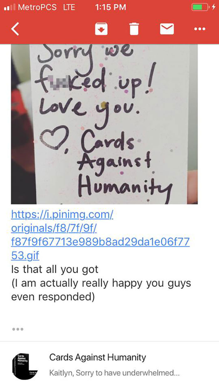 &#8220;Be Careful What You Wish For&#8221;: The Way Cards Against Humanity Responded To This Girl&#8217;s Complaint Is Hilarious