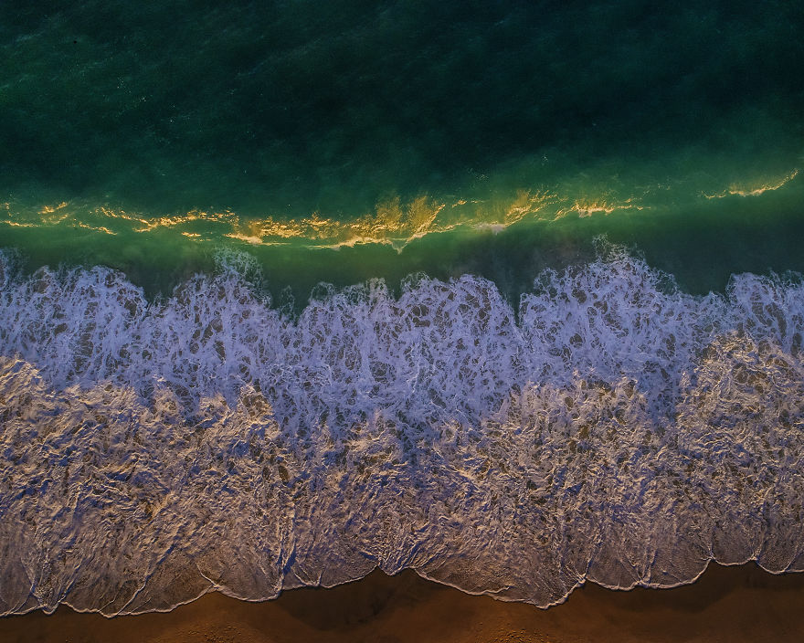 Drone Shots Of The Surfers On Llandudno Beach