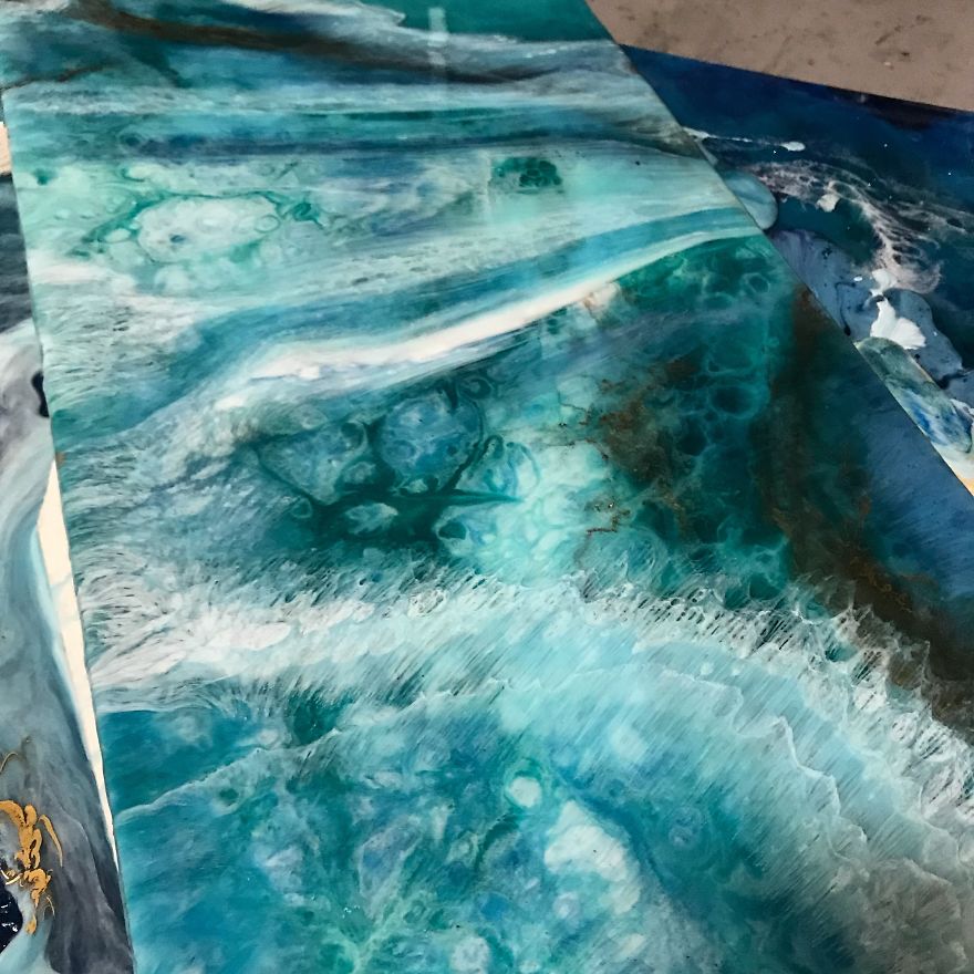 I Am An Abstract Resin Artist From Florida Who Specializes In Wave And Beach Paintings
