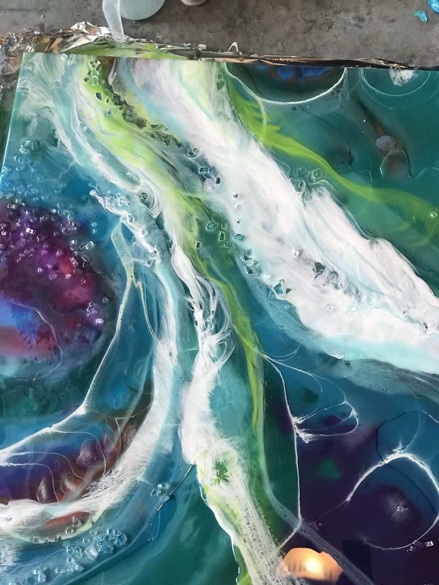 I Am An Abstract Resin Artist From Florida Who Specializes In Wave And Beach Paintings