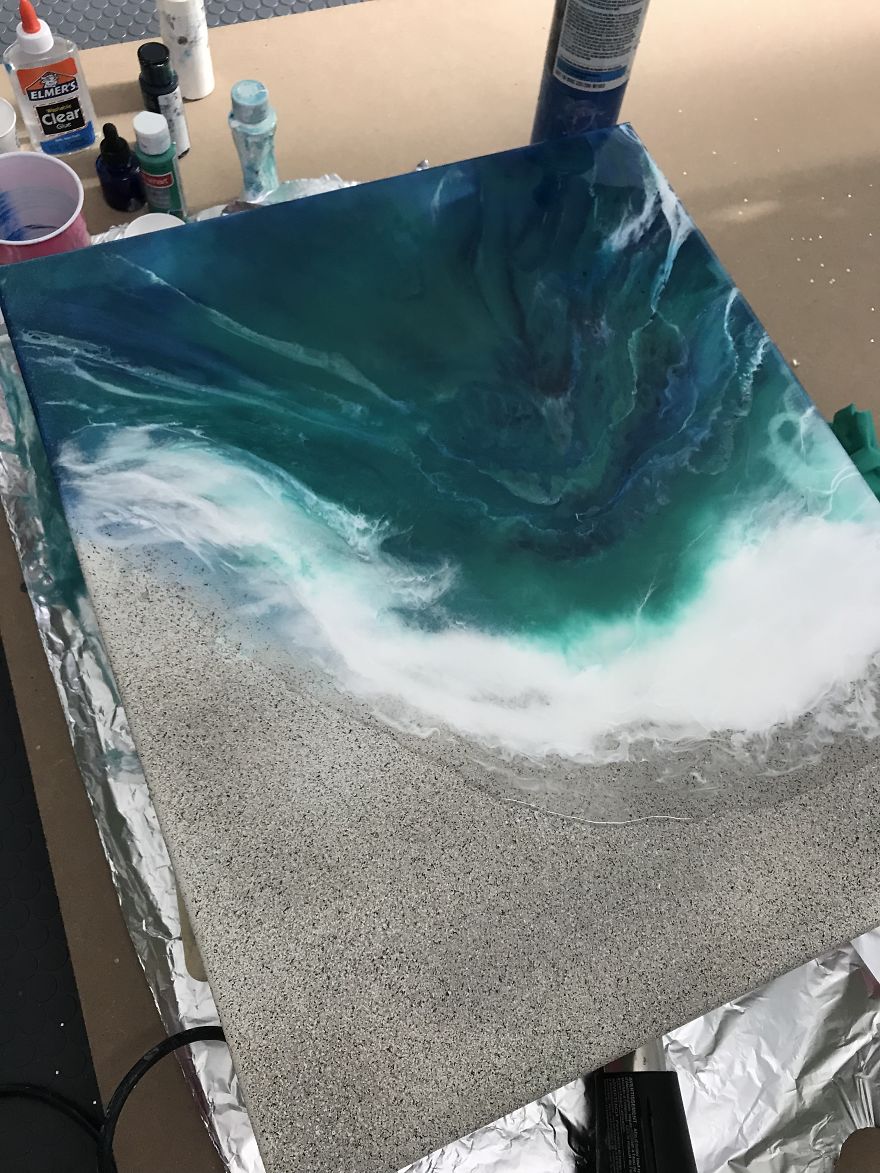 I Am An Abstract Resin Artist From Florida Who Specializes In Wave And Beach Paintings
