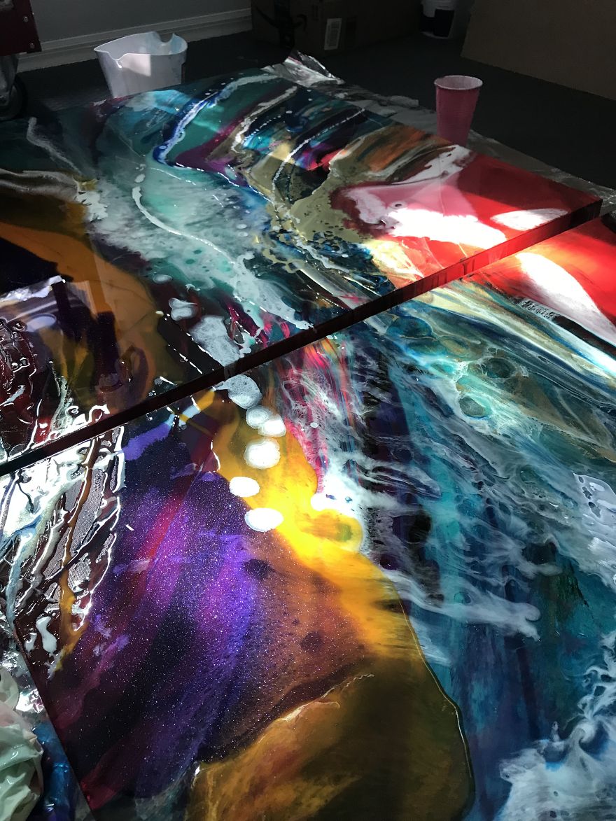 I Am An Abstract Resin Artist From Florida Who Specializes In Wave And Beach Paintings